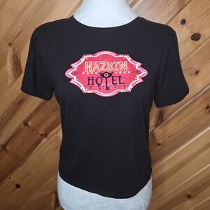 Hazbin Hotel Black Graphic Cropped Short Sleeve T Shirt Women's Size Small